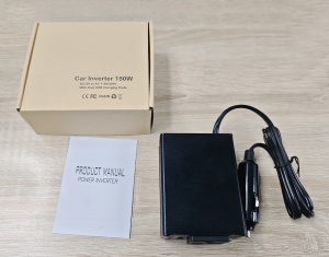 Set complet invertor 150W cu adaptor auto, cabluri si cutie de depozitare