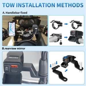 Incarcator USB motocicleta Techstar A83PD instalare si accesorii incluse