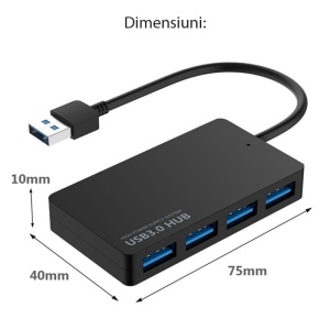 Hub USB Techstar HUBA0402 portabil pentru birou si calatorii