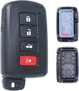 Techstar 4 gombos autókulcs-ház, Toyota Camry, Corolla, RAV4, Highlander, Avalon autókkal kompatibilis – FCC HYQ14FBA – vágatlan pengével
