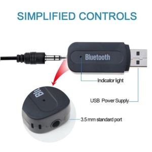 Techstar A2DP USB audió vevő, Bluetooth adapter, 3,5 mm -es jack, AUX adó, fekete - Img 6