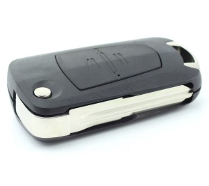 Carcasa cheie auto Techstar compatibila Opel Astra Corsa Vectra Meriva tip briceag 2 butoane lama pe stanga culoare neagra vedere inchisa