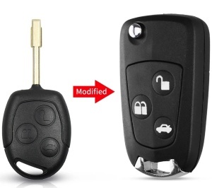 Techstar, kés alakú, átalakítós autókulcstartó, Ford Mondeo, Focus, Fiesta modellekhez, 3 gombos, módosított