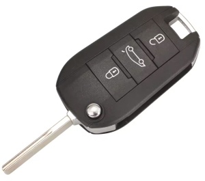 Techstar komplett és programozható autókulcs, Citroen Peugeot kompatibilis, 3 gombos, 433MHz, ID46 PCF7941 chip, HU83 penge