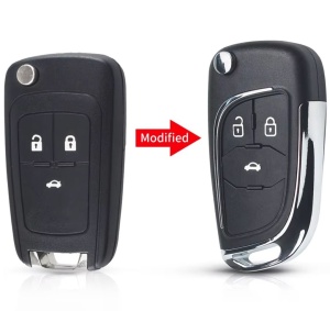 Techstar krómozott autókulcstartó 3 gombbal – Opel és Chevrolet Astra, Corsa, Cruze, Captiva, Aveo modellekhez kompatibilis