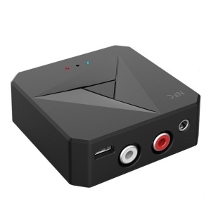 Techstar M21 Bluetooth adapter, adó és vevő TV-hez/számítógéphez/otthoni hangrendszerhez, 3,5 mm-es jack, mikrofon, AUX, NFC, RCA, fekete