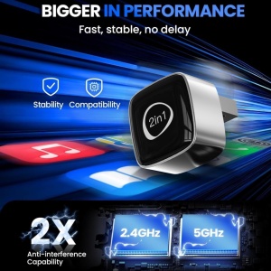 Techstar M5 2 az 1-ben vezeték nélküli CarPlay és Android Auto adapter, USB Mini, BT + Wi-Fi 5GHz, kapcsoló/visszaállító gomb, automatikus újracsatlakozás, Plug & Play - Img 6