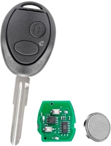 Techstar teljesen programozható autókulcs, 433 MHz-es, 2 gombbal, kompatibilis a Land Rover Discovery 2 TD4 TD5 1998–2004 modellekkel – ID73 chip, FCCID: N5FVALTX3, vágatlan pengével és telje