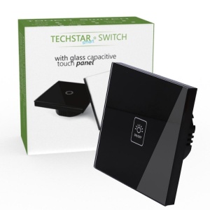 Techstar TG02 érintőkapcsoló, biztonsági üveg, modern kialakítás, LED -világítás, 1 fázis, fekete
