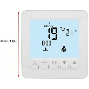 Termostat Techstar TH-06 alb, afisaj LCD pornit