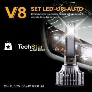 2 db Techstar® V8 Auto LED-es készlet, 9007, 120 W, 12-24 V, 15000 lumen, 6000 K, sugárszög 360°, CSP 3570, Canbus, alumínium radiátor, hűtéstechnika, ezüst - Img 9