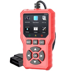 Foxsur V529 OBD2 autódiagnosztikai teszter, akkumulátorteszt, hibakód-keresés, 10 nyelv, motorkódok, O2 érzékelő, EVAP, képkocka kimerevítése, műszerfali világítás, narancssárga kijelző