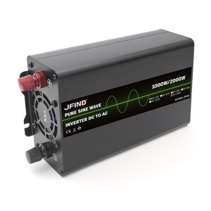 Vedere laterala invertor auto JFIND JF02 cu afisaj digital