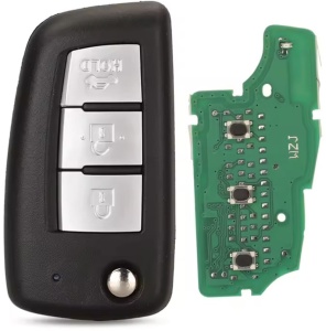 Komplett autókulcs Techstar távirányítóval kompatibilis Nissan Qashqai J11, Pulsar C13, Juke F15, X-Trail T32, Micra, 3 gomb, 433 MHz, 4A PCF7952E, CWTWWB1G767