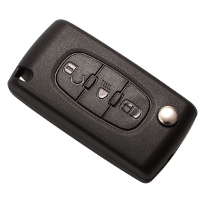 Komplett autós kulcstartó típus 3 gombbal, Citroen és Peugeot kompatibilis, 433 MHz-es távirányítót és ID46 chipet tartalmaz, kód CE0536