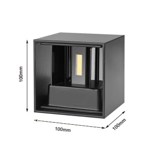 corp iluminat perete Techstar Cube negru lumina calda pentru exterior