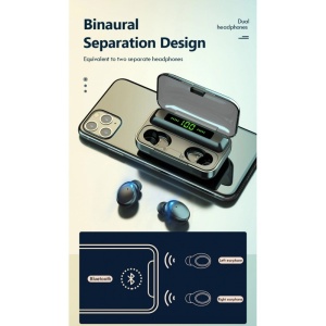 Techstar® F9 Smart vezeték nélküli fülhallgató, Bluetooth V5.0, iOS és Android, 2200 mAh, fekete - Img 7