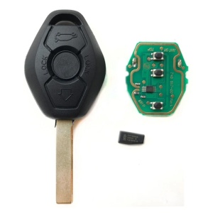 Techstar® komplett autókulcs BMW 3/5/7 sorozathoz, 1998/2005, 3 gomb, 434 MHz jeladó chip, HU92, fekete