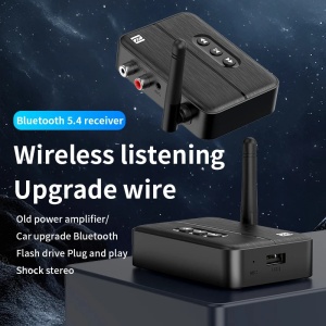 Techstar® M60 Bluetooth 5.4 Audio Receiver RX adapter, NFC párosítás, AUX + RCA, USB lejátszás, Type-C, pendrive, integrált mikrofon, HiFi, 10m - Img 4