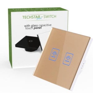 Techstar® TG02 érintőkapcsoló, biztonsági üveg, modern kialakítás, LED -világítás, 2 fázis, aranyszín