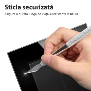 Panou sticla securizata pentru intrerupator triplu cap scara gri