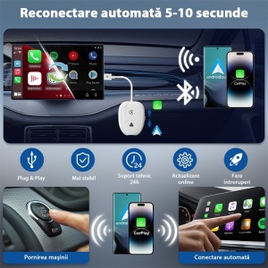 Interfata CarPlay wireless pe ecran multimedia masina