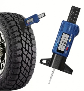 Techstar digitális gumiabroncs-profilmélység-mérő, 0–25.4 mm, 0.01 mm felbontás, 3 kijelzési mód: mm/inch/tört, ZERO funkció, LCD kijelző, autókhoz, motorkerékpárokhoz és teherautókhoz - Img 2