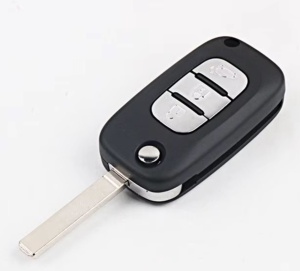 Carcasa cheie auto tip briceag Techstar pentru Renault 3 butoane compatibila Clio Megane Kangoo Fluence vedere frontala cu lama deschisa