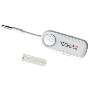Vezeték nélküli adapter 2 az 1-ben TX/RX audio TX/RX adó, fehér Techstar® M28, Bluetooth BT 5.3 és 3,5 mm-es audioport csatlakozóval