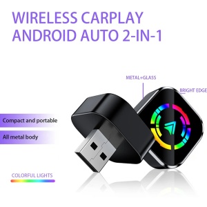 Apple CarPlay és Android Auto 2 az 1-ben vezeték nélküli adapter Techstar M17+, USB/USBC Plug & Play, Wi-Fi 5.8GHz + Bluetooth, Mini Compact, Auto Connect, LED üveggel - Img 11