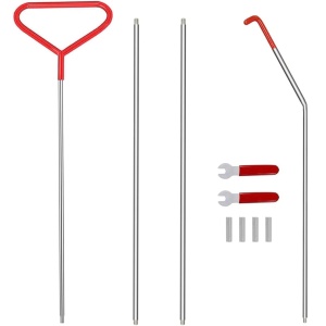 Autóajtónyitó rúd készlet 170 cm – 10 darabos készlet, rozsdamentes acél, ergonomikus fogantyú, szegmensekben kihúzható, a panel eltávolító szerszámokkal együtt