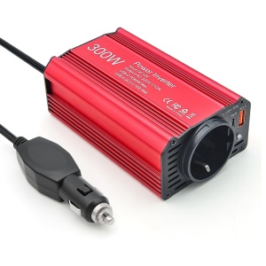 Autós inverter 300W 12V-220V USB-C PD 65W és USB QC3.0 csatlakozóval, feszültségátalakító laptophoz, telefonhoz, tablethez, kamerához, kisgépekhez, kempingezéshez és utazáshoz
