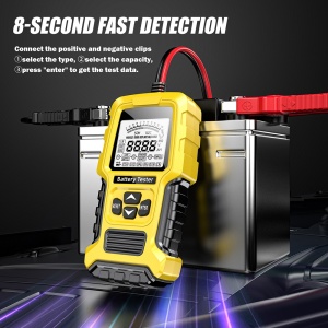 Tester baterii Foxsur FBT-300 galben cu afisaj LCD 2.7 inch