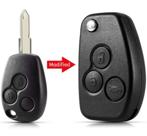 Gépkocsikulcsház Techstar NE72, 3 gombos, kompatibilis a Dacia Logan/Sandero/Duster és Renault Clio/Megane modellekkel.