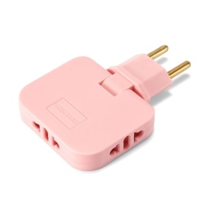 Háromdugós adapter Techstar® TS-A3 aljzathoz 180°-os forgatással, 250V, 10A, EU/US kompatibilis, rózsaszín