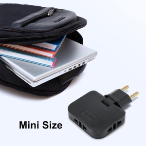 Adaptor electric negru dimensiune mini pentru bagaj