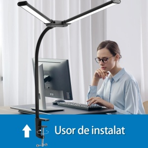 Prezentare lampa LED birou Techstar cu doua capete reglabile