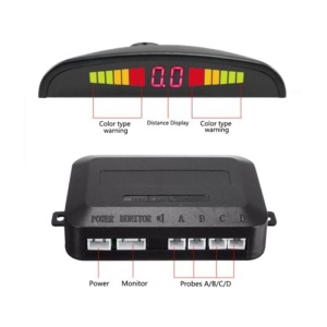 Parkolásérzékelő készlet Autóérzékelő Parktronic kijelző Radar Monitor 4 érzékelők, fekete/zöld - Img 2