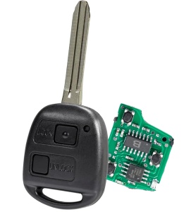 Programozható autókulcs 433MHz, 2 gombbal, ID67 Chippel, Toyota Yaris, Rav4, Avensis, Corolla, Celica, Prado, Kluger modellekkel kompatibilis – Cikkszám: 50171, 42050