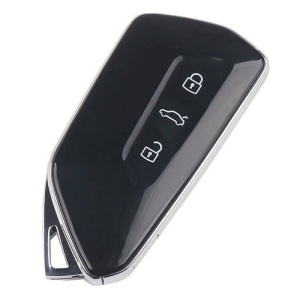 Techstar® autós kulcstartó intelligens távirányítóhoz, kompatibilis VW Golf MK8, Polo, Tiguan, Skoda Superb, Octavia, Seat Leon, Ibiza, MQB, 3 gombos, fekete