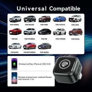 Techstar® B12 vezeték nélküli CarPlay és Android Auto 2 az 1-ben adapter, USB Compact, Bluetooth 5.3 + Wi-Fi 5.8GHz (5G), Plug & Play, vezérlő/visszaállító gomb + LED, automatikus csatlakoztatás - Img 4