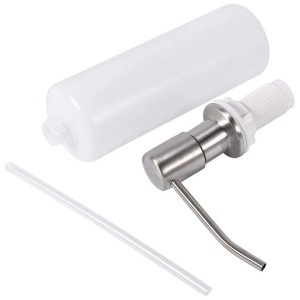 Dozator inox cu rezervor alb, capacitate 300 ml, vedere laterala