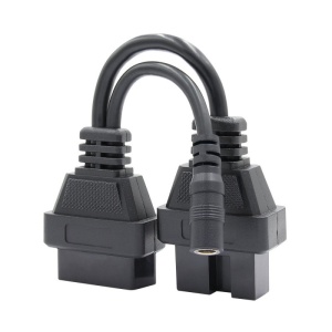 Adaptor Mitsubishi 12 pini la OBD2, conectori cu cablu dublu, fundal alb