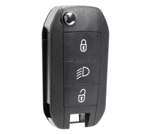 Techstar komplett autókulcs Peugeot Citroënhez, 3 gombos, HU83, 433MHz, ID46 chippel, távirányítóval együtt
