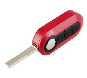 Carcasa cheie auto tip briceag Techstar pentru Fiat Citroen Peugeot 3 butoane compatibila modele 500 Panda Ducato vedere frontala cu lama pliata