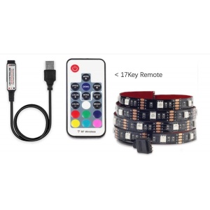 Techstar LED Szalag, Többszínű, USB, 5050 RGB, Rugalmasan díszített külső belső, 1M vízálló távirányítóval - Img 4