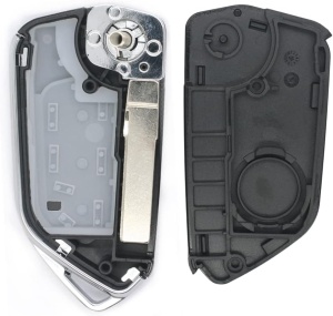 Carcasa cheie briceag neagra si gri, model Techstar modificat, vedere fata-spate