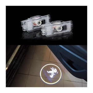 Decorațiuni LED auto Peugeot - Logo-uri iluminate pentru portiere, set dublu