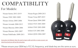 compatibilitate cheie auto programabila nissan x-trail, sienta, versa, altima si infiniti fx35