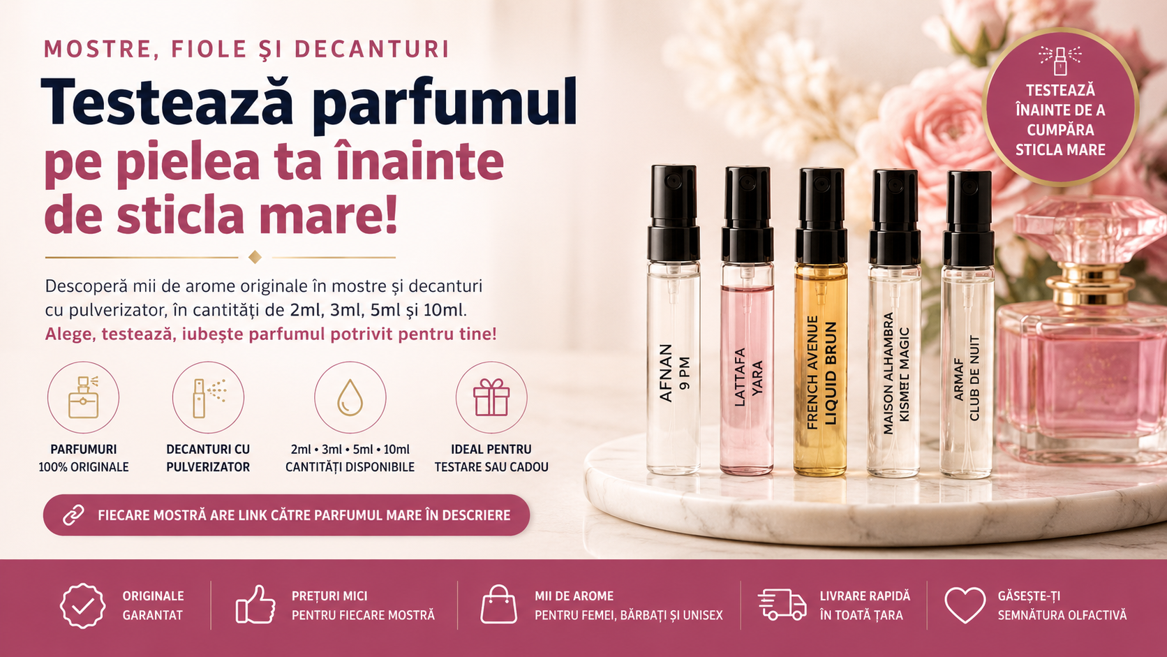 Mostre și decanturi de parfum originale: ghid complet de alegere